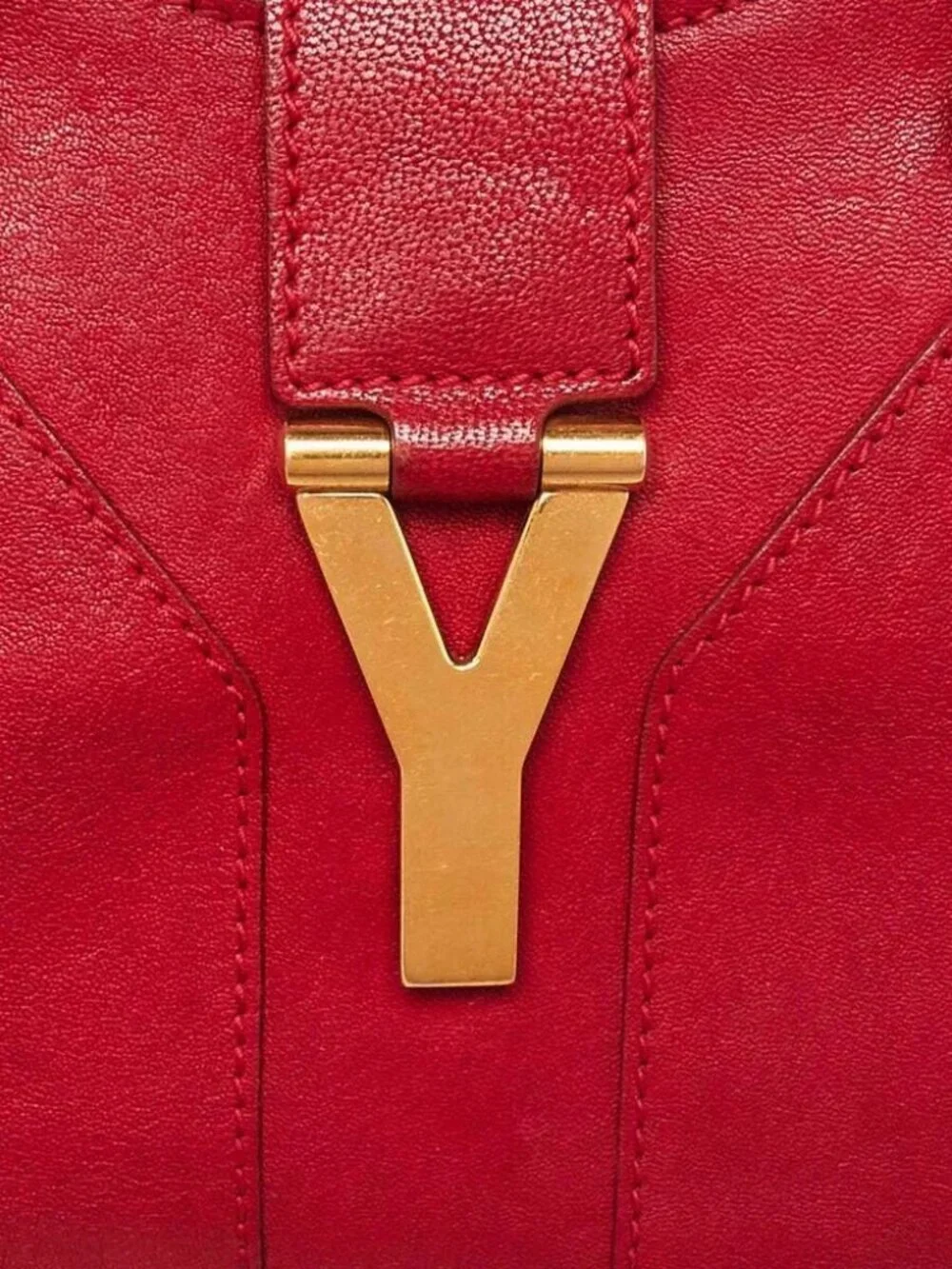 Yves Saint Laurent Red Leather Medium Cabas ChYc Bag